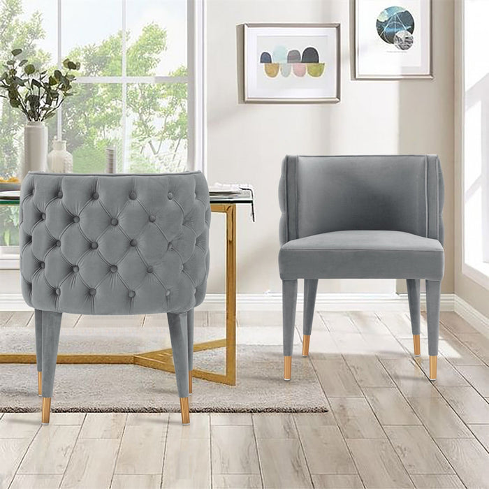 Maya Modern Velvet Dining Chair in Gray - Set of 2 