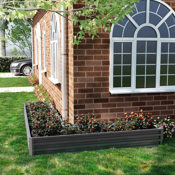 Outsunny L-shaped Raised Garden Bed, 82\" X 109\" X 12'' Galvanized Steel Planter Box With Multi-reinf