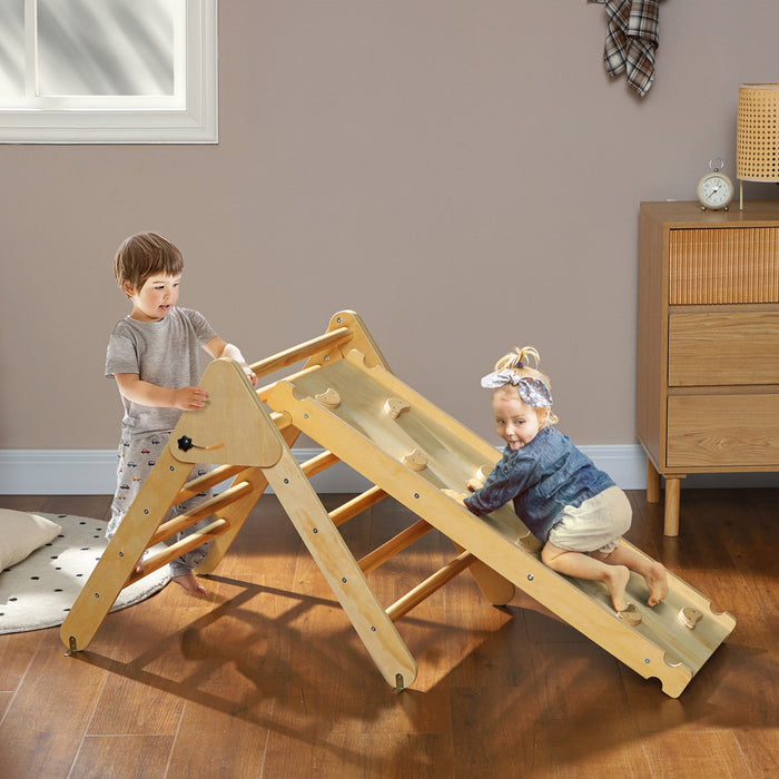Qaba Pikler Triangle Set, Climbing Toys For Toddlers With Ramp, 3 In 1 Climbing Toys Indoor Baby Jun