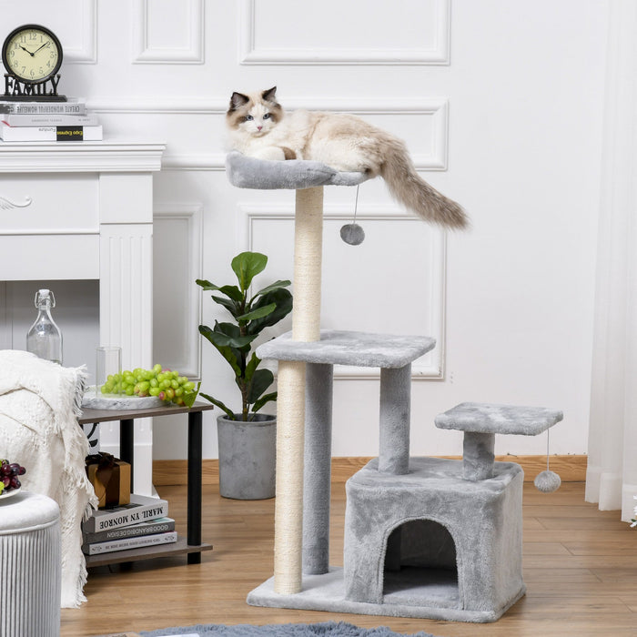 Pawhut Cat Tree For Indoor Cats, Multi-level Cat Condo With Sisal Scratching Post, Perch, Hanging Ba