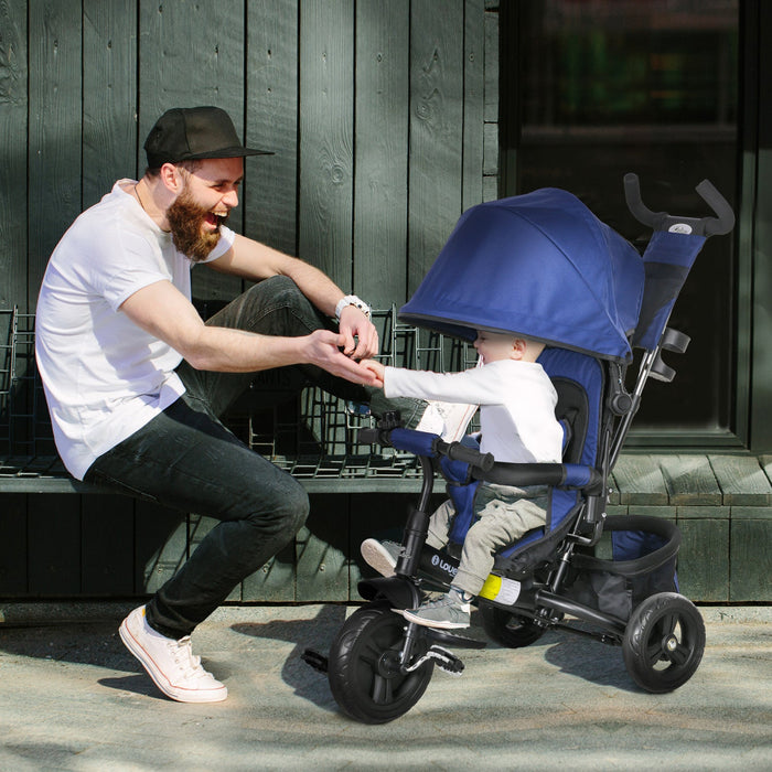 Qaba 6 In 1 Toddler Tricycle, Kids Trike With Foldable Canopy, Removable Parent-push Handle And Cove