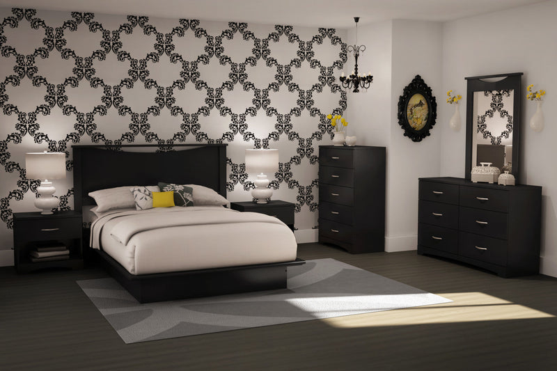 Step One Platform Bed With Moulding  - Pure Black 
