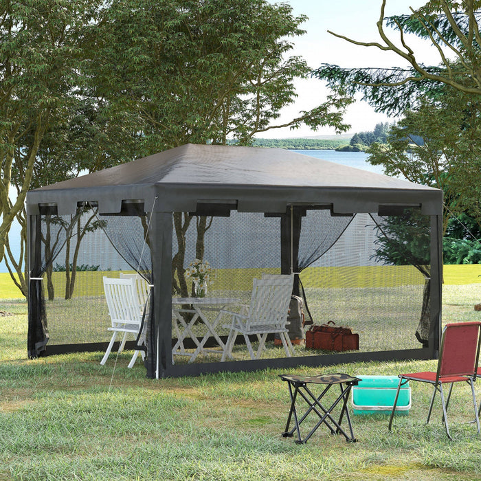 Outsunny 10x13ft Outdoor Gazebo Canopy, Garden Party Tent Patio Sun Shade Shelter Wedding Tent With 