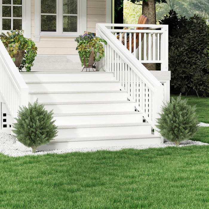 HOMCOM 24" Artificial Cypress Trees with Ground Stake, Set of 2, Green