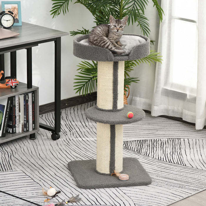 Pawhut 36\"h Large Cat Scratching Post For Indoor Cats, Bold Cat Tree Multi-level Kitty Tower With Si