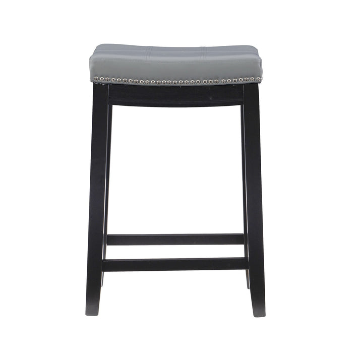 Claridge Faux Leather Backless Counter-Height Stool - Grey