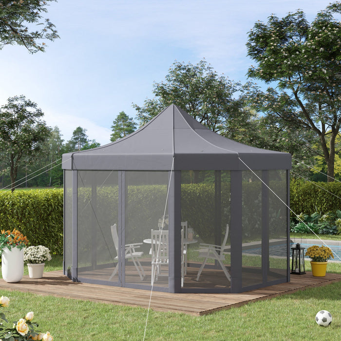 Outsunny 13' X 10' Pop Up Gazebo, Octagon Canopy Tent With Zippered Mesh Sidewalls, Weight Bags, Hei