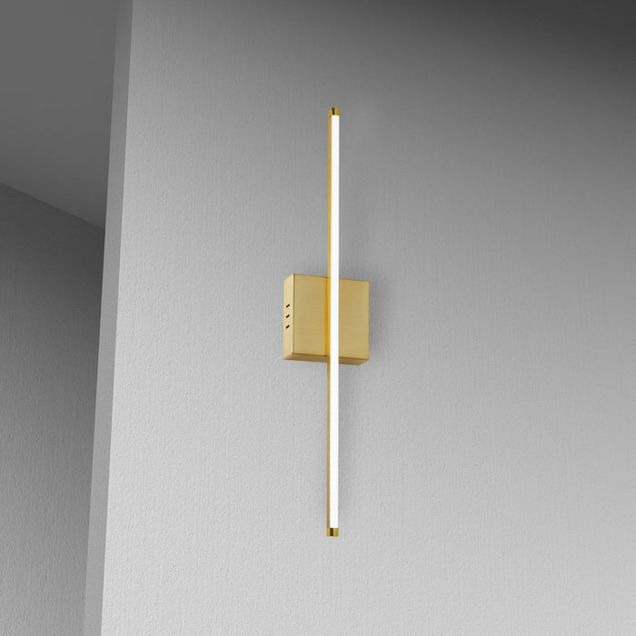 Dainolite Array LED Wall Sconce Vertical 19w Aged Brass White Acrylic Diffuser Lamp