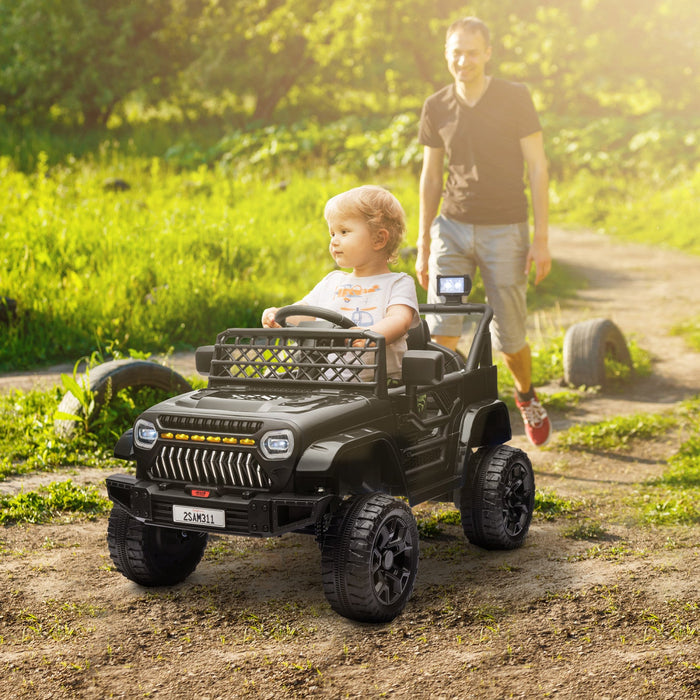 Qaba 12v Powered Ride-On Truck Car, Electric Car For Kids With Remote Control, Openable Doors, Sprin