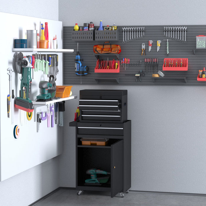 Durhand Rolling Tool Chest With 5 Drawers And Pegboard