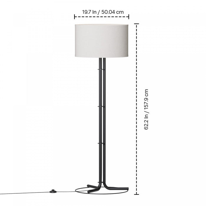 62\" Black Floor Lamp with Cylindrical Shade 