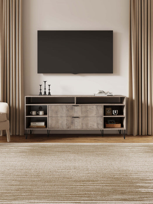 Dumbo Modern 63\" Fluted TV Stand in Rustic Gray 