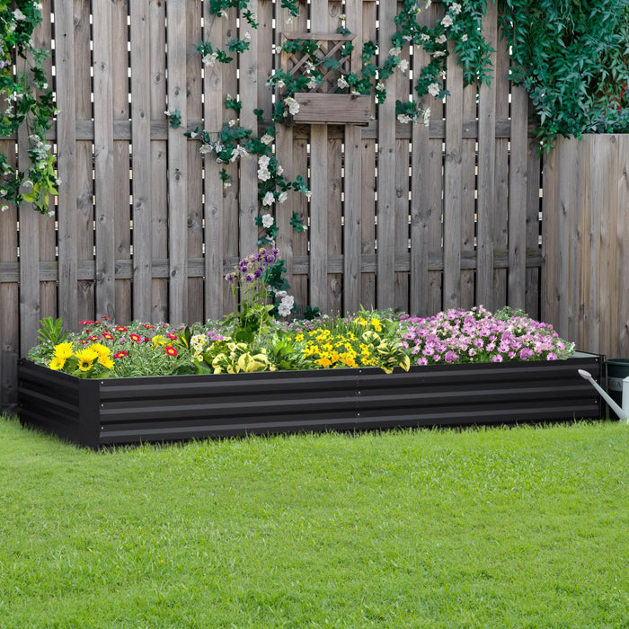 Outsunny 95\" X 36\" X 12\" Galvanized Raised Garden Bed, Metal Elevated Planter Box, Easy Diy And Clea