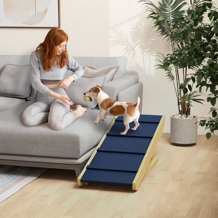 Pawhut Dog Stairs, Adjustable Pet Stairs, Foldable Dog Steps With Non-slip Mat, For Small To Large D