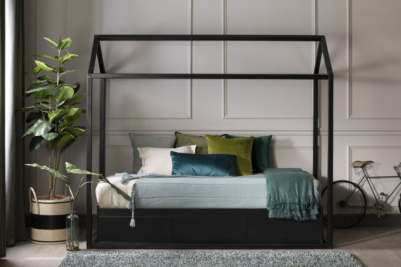 Sweedi Twin House Bed - Matte Black 