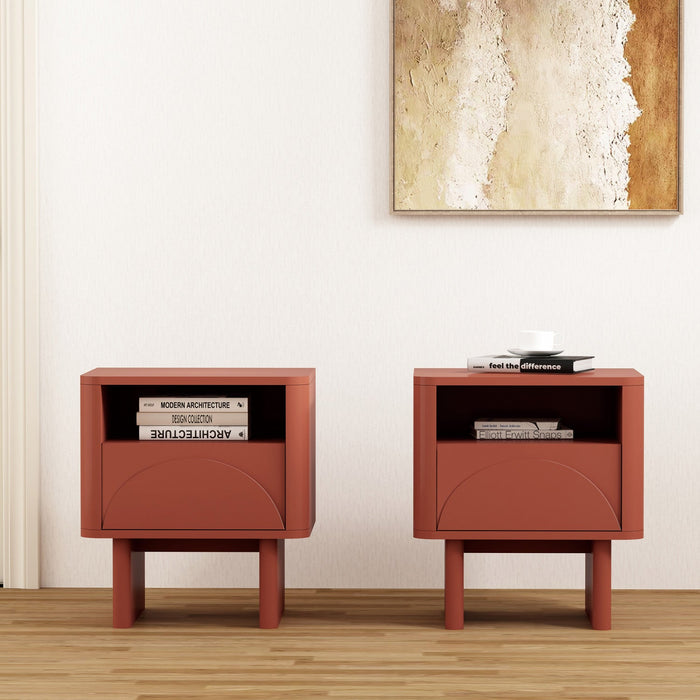 Ella Modern 20\" Nightstand in Terracotta (1-Drawer) - Set of 2 