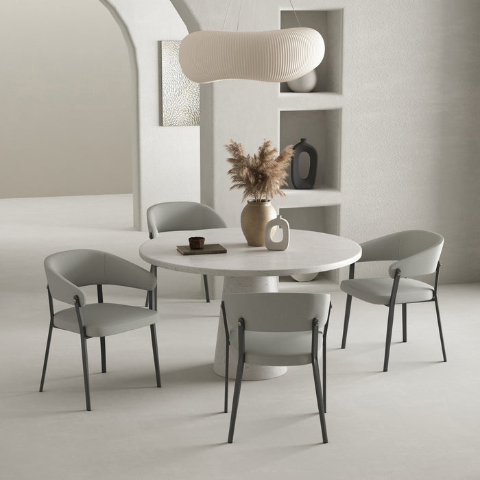 Belle Modern Metal Upholstered Dining Chair in Stone Gray - Set of 4 