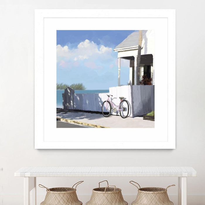 \"Key West Cabana Ii\" Matted and Framed White 30x30 Wall Art