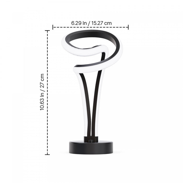 11\" Matte Black and Rose Gold Loop Design LED Table Lamp 