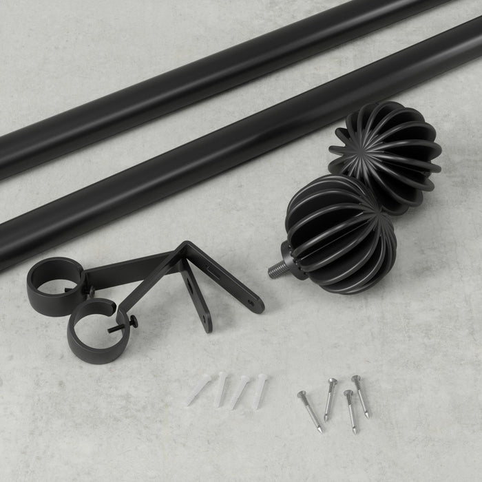 Umbra Finn Matte Black Expandable 1\" Curtain Rod - 42\"-120\" 
