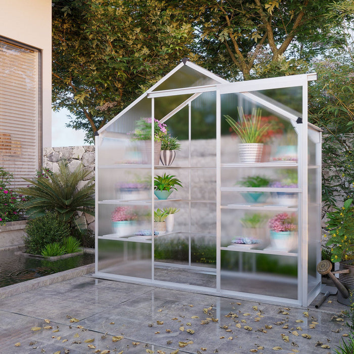Outsunny 6.3' X 2.3' X 6.1' Outdoor Walk-in Greenhouse With 3-tier Shelves, Garden Polycarbonate Gre