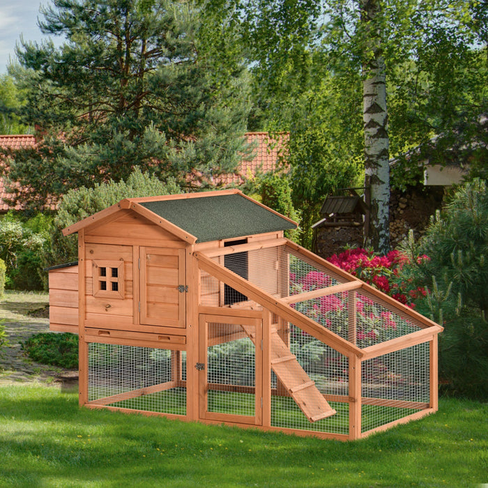 Pawhut 69\" Chicken Coop Wooden Hen House Rabbit Hutch Poultry Cage Pen Outdoor Backyard With Outdoor