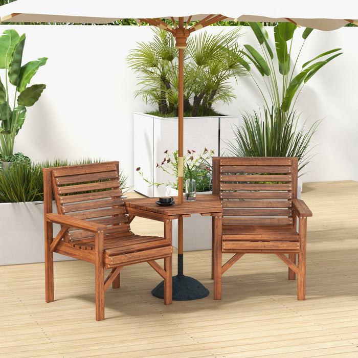 Outsunny 3pcs Outdoor Bench Set For Garden, Backyard, Balcony, Tan Brown