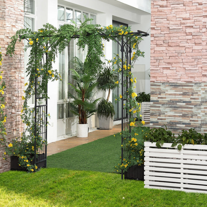 Outsunny 7ft Metal Garden Arch Outdoor Walkway Arbor For Decorative Climbing Plants Patio Lawn Backy