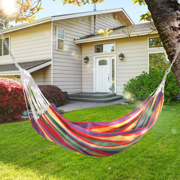 Outsunny 83\"x59\" Outdoor Hammock Bed Swing Chair, Patio Lounge Garden Camping Hiking Travel Hammock 