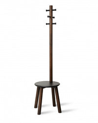 Umbra Modern Wood Pillar Stool and Coat Rack - Black and Walnut