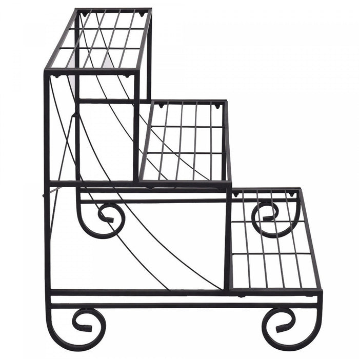 Costway 3 Tier Outdoor Metal Plant Stand Flower Planter Garden Display Shelf Rack