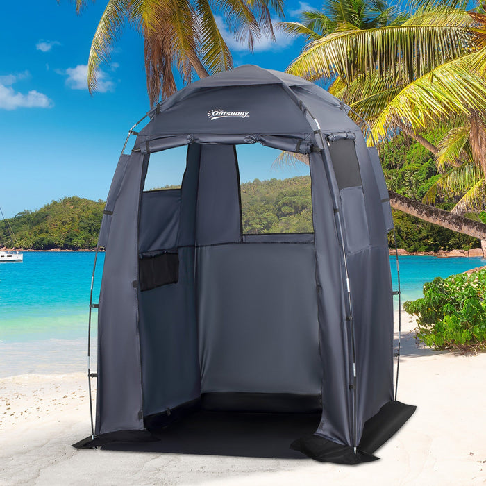 Outsunny 60\" X 60\" X 82\" Shower Tent Extra Wide Changing Room Privacy Portable Camping Shelters With