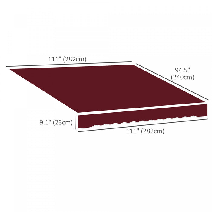 Outsunny 9' X 8' Retractable Awning Fabric Replacement Outdoor Sunshade Canopy Awning Cover, Uv Prot