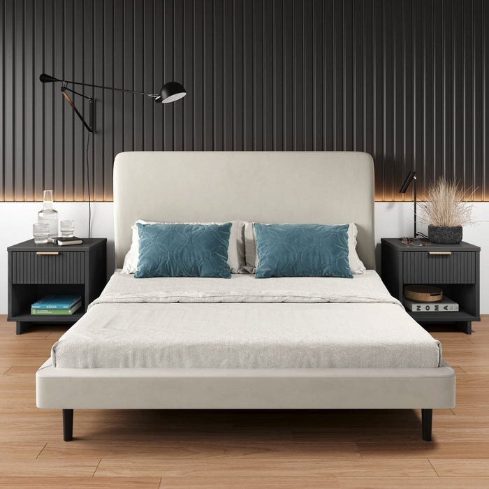 Granville Modern 18\" Nightstand in Charcoal Gray (1-Drawer) - Set of 2 