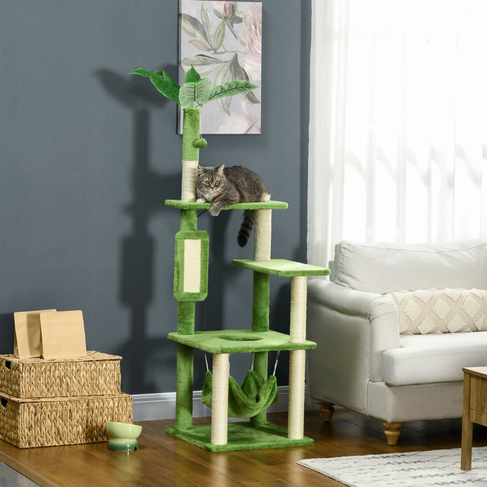 Pawhut 56\" Cat Tree For Large Cats Adult With Hammock, Cat Tower With Scratching Post, Platforms, Pl