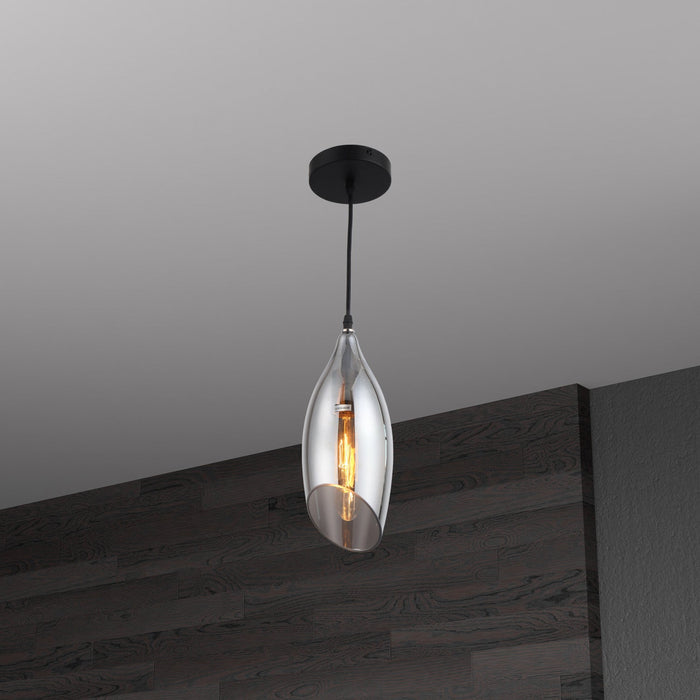 Dainolite Abba 1 Light Pendant Black Finish Smoked Glass Lamp
