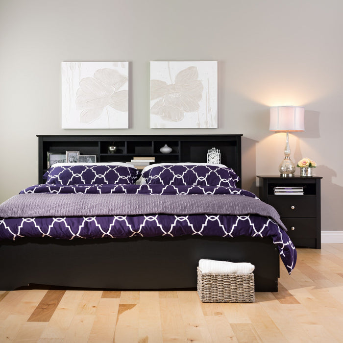 King Bookcase Headboard - Black