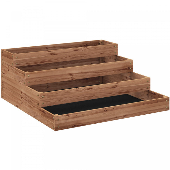 Outsunny 4-Tier Raised Bed, Wooden Planter Box with Liner, Dark Brown