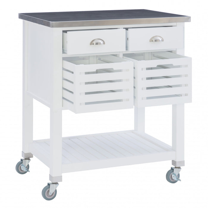 Robbin Wood Kitchen Bar Cart Storage - White