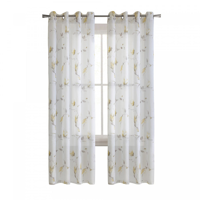 Habitat Symphony Yellow Sheer Grommet Curtain Panel - 52 x 84