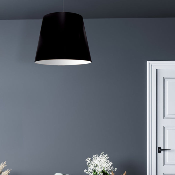 Dainolite Oversized Drum 1 Light Pendant Medium Black Shade Lamp