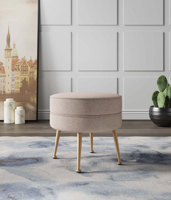 Bailey Mid-Century Modern Upholstered Accent Ottoman in Wheat 