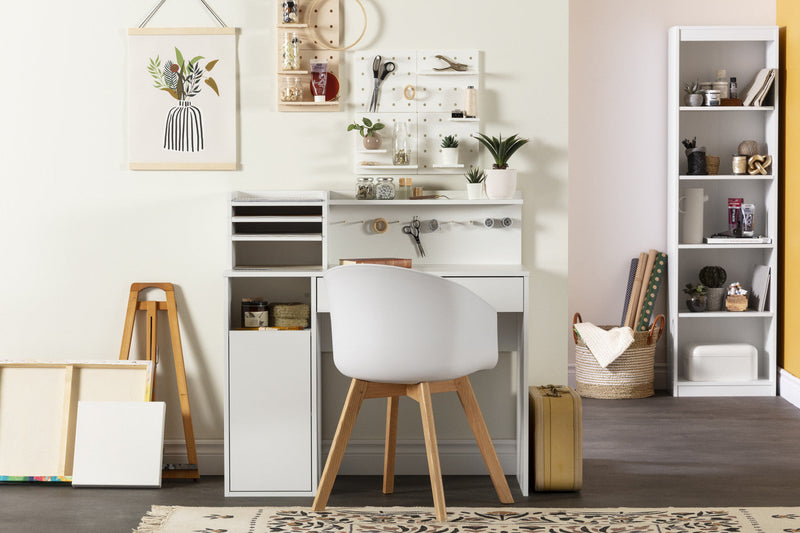 Crea Craft Table With Hutch - Pure White 
