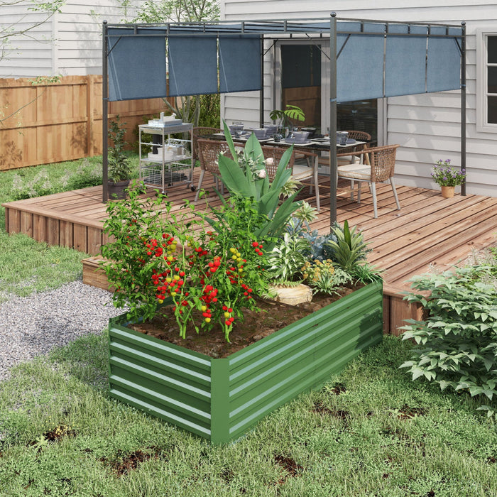 Outsunny Raised Garden Bed, 71\" X 35\" X 23\" Galvanized Steel Planters For Outdoor Plants With Multi-