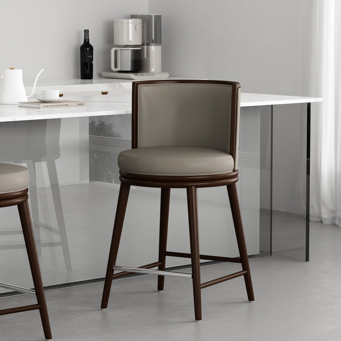 Evalyn Modern Wood Upholstered Counter Stool in Taupe 