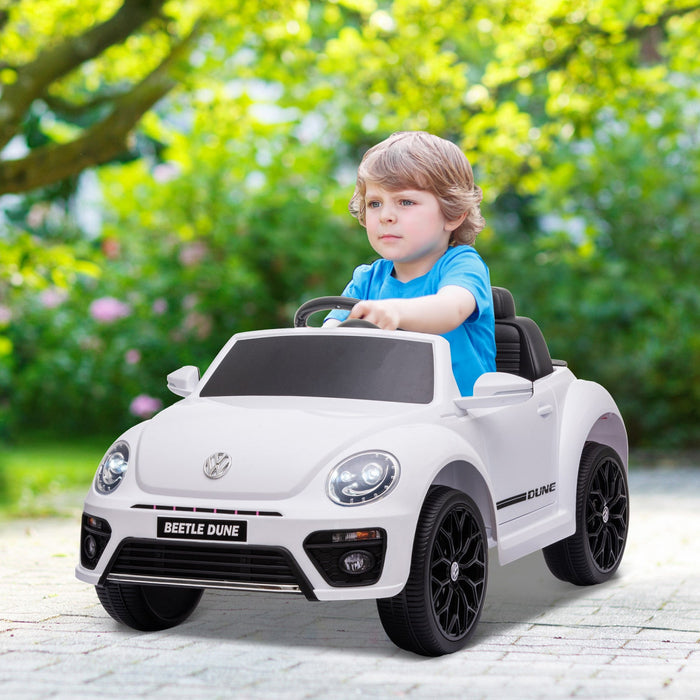 Qaba 12v Electric Car For Kids, Volkswagen Beetle Licensed Battery Powered Ride-On Kids Car With Par