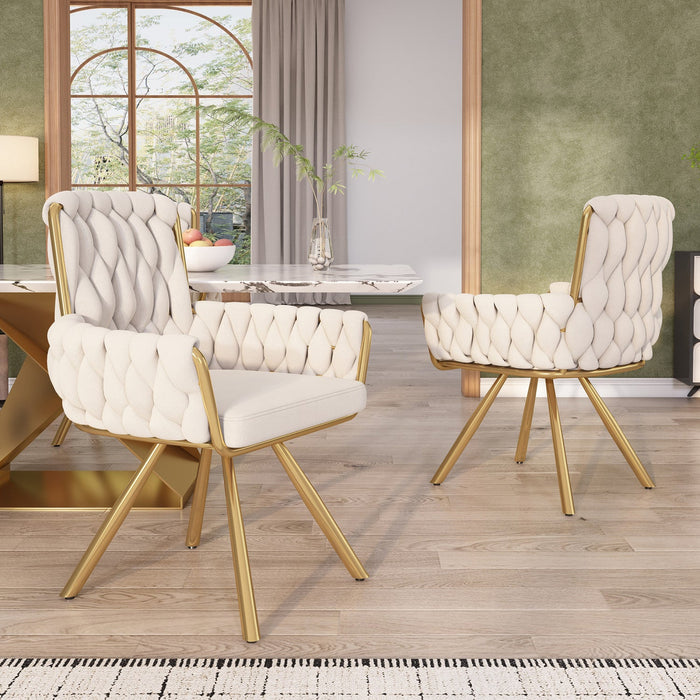 Timothy Velvet Swivel Dining Chairs with Tufted Upholstered and Metal Legs Set of 2, Glod  