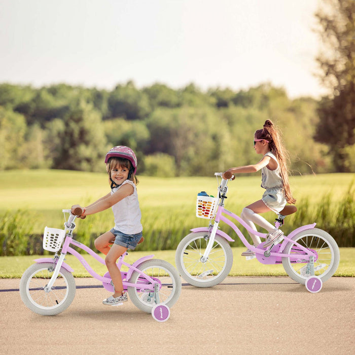 Costway 16" Kids Bike Toddler Adjustable Bicycle With Training Wheel For 4-7 Years Old Girl