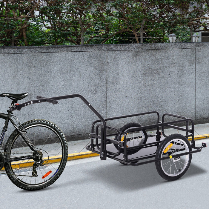 Aosom Folding Bicycle Cargo Trailer Utility Bike Cart Garden Luggage Travel Carrier Patio Tool With 