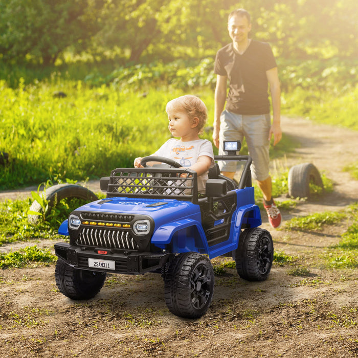 Qaba 12v Powered Ride-On Truck Car, Electric Car For Kids With Remote Control, Openable Doors, Sprin
